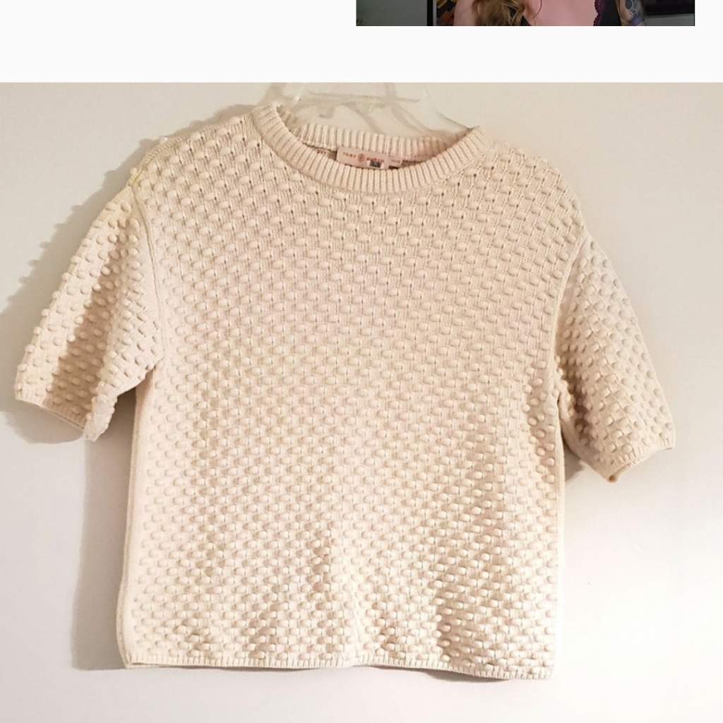Tory Burch Cotton Cream Top With Balls ...Size Xs